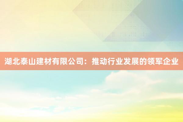 湖北泰山建材有限公司：推动行业发展的领军企业